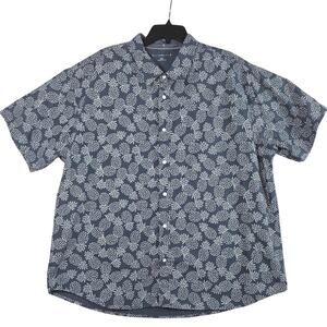 pd&c Men's Button Up Shirt 3X Blue White Pineapple Short Sleeve Casual Vacation